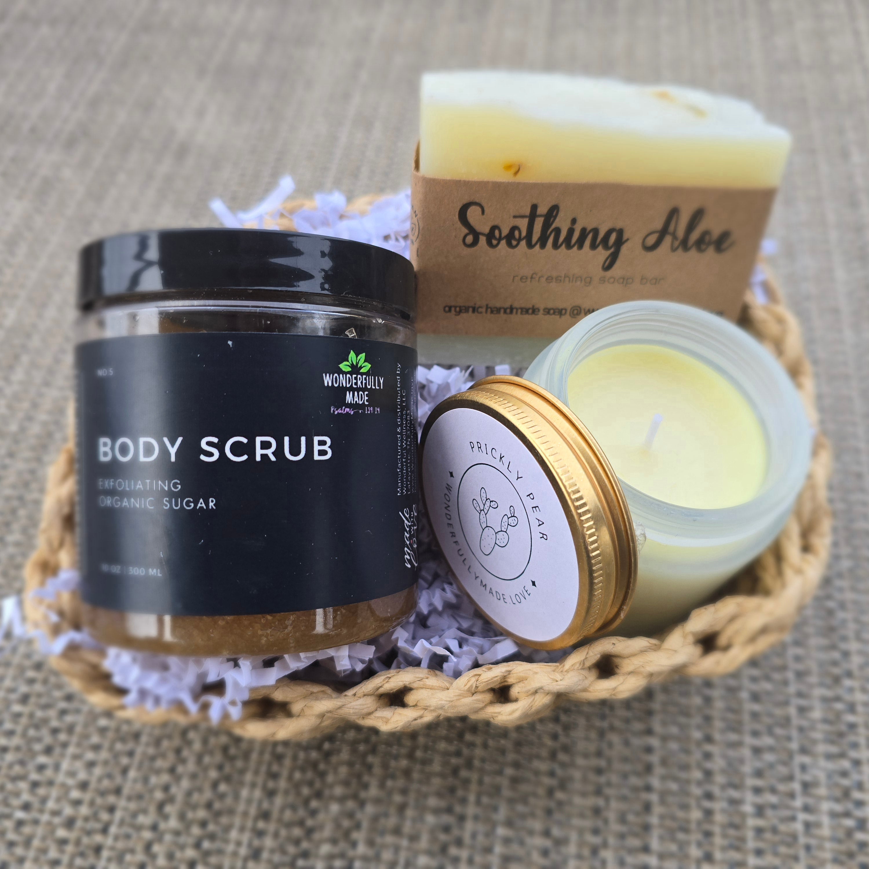 Gift Bundle Candle Soap Body Sugar Scrub Organic Minimalist Simple Modern