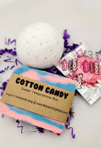 Cotton Candy Gift Bundle | Sprinkles Organic Bath Bomb | All Natural | Handmade Luxury Soap Bar | Cotton Candy Lollipop