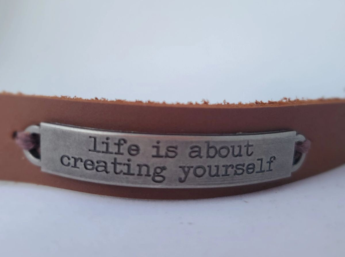 Leather bracelet stamped quote | Essential Oil Diffusing Bracelet | Leather diffusing jewlery
