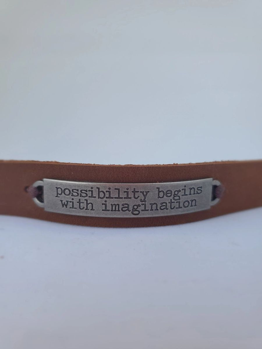 Leather bracelet stamped quote | Essential Oil Diffusing Bracelet | Leather diffusing jewlery