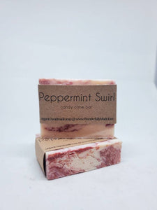 Peppermint Swirl Handmade Bar Soap | Candy Cane | Red and White Soap 