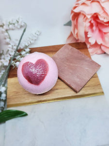 Organic Mini Spa Gift Bundle Heart Love | All Natural Bath Bomb | Handmade Luxury Soap Bar